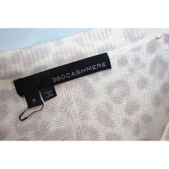 360 Cashmere - "Sylvia" V-Neck Cashmere Pullover in Purple Haze Leopard Print, S - Picture 3 of 10